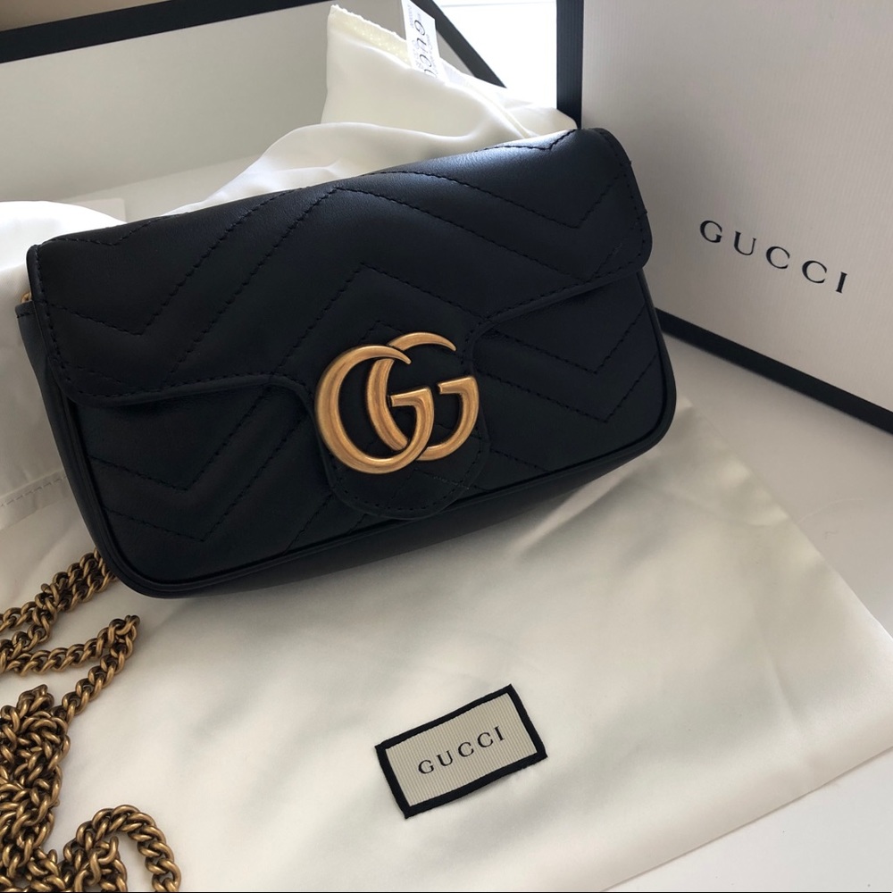 Black super mini Gucci Mormont bag
